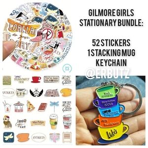 Gilmore Girls Themed Stationary Bundle - 52 Stickers + 1 Stacking Mug Keychain